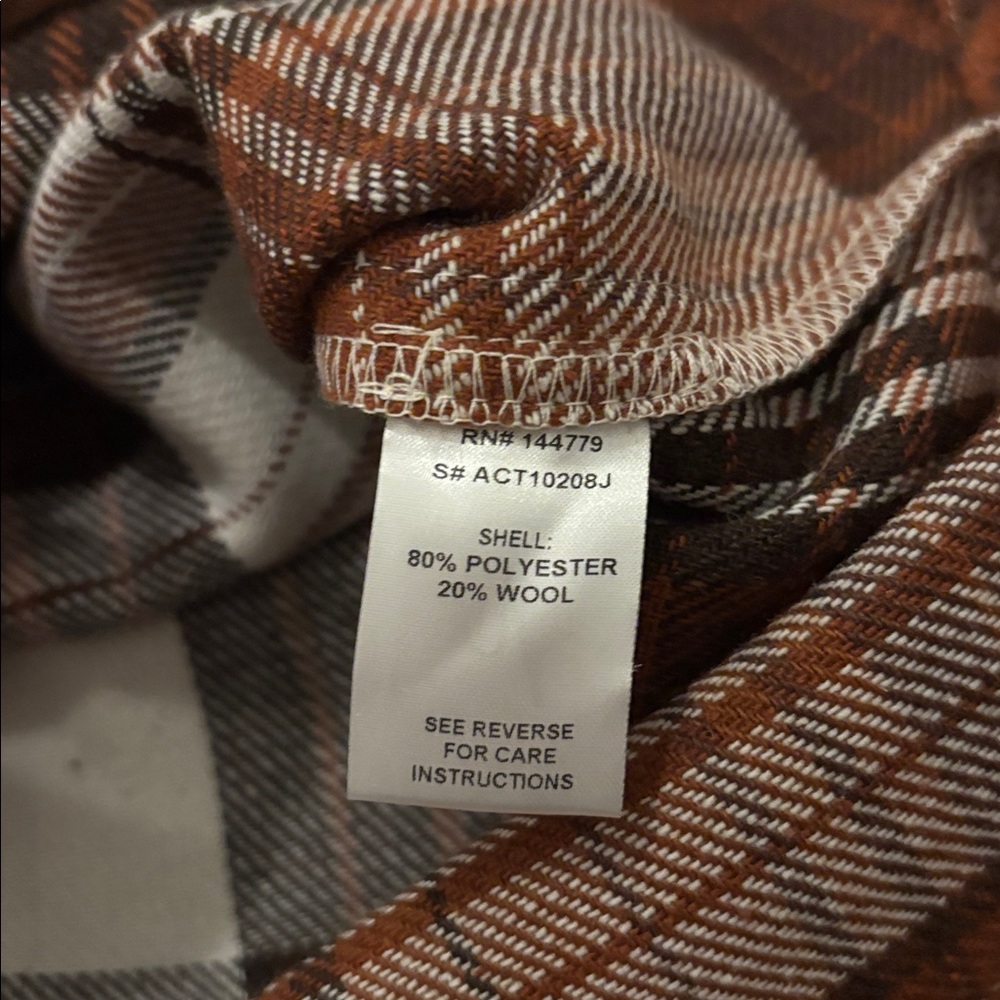 ACOA Oversized Plaid Shacket in Brown Tones, Front Pockets Button-up, Size Med - Picture 7 of 8